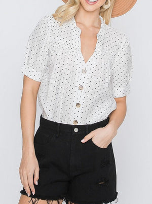 Polka Dot Button Down Shirt Blouse | GeeGee