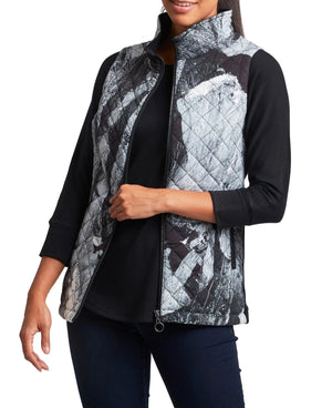 Perseverance quilted zip vest | Black and white