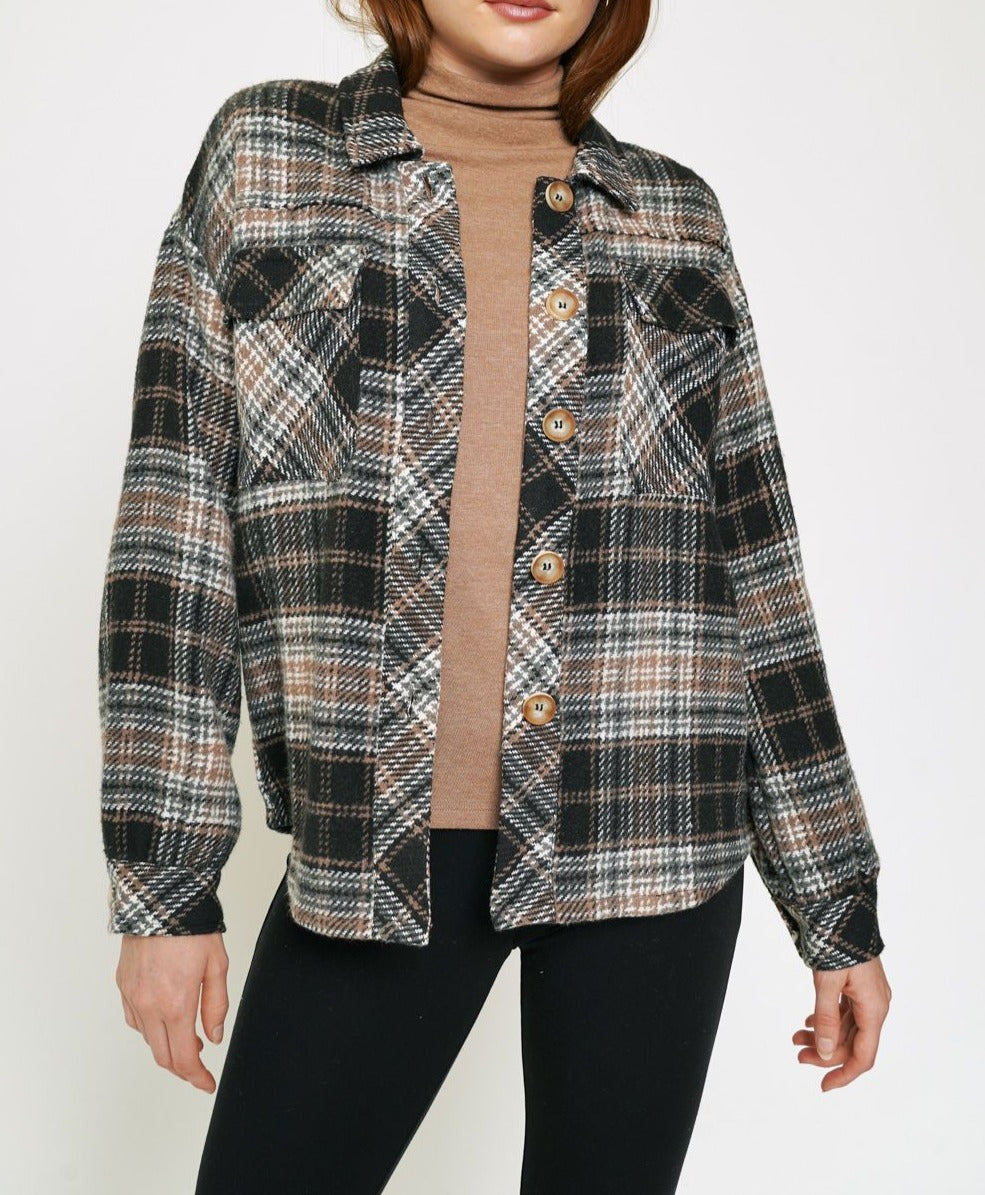 Plaid Shirt Jacket | Mocha