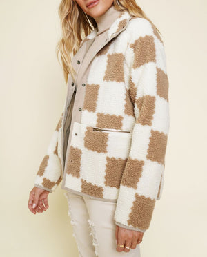 Checker Fleece Jacket | Latte