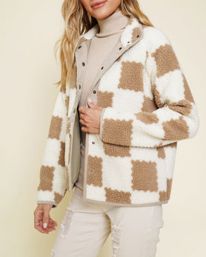 Checker Fleece Jacket | Latte