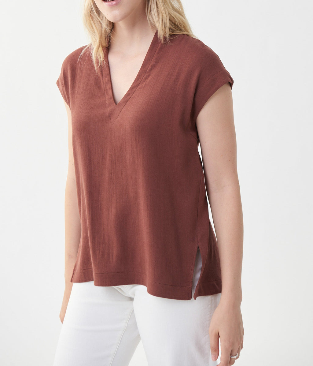 Dolman Sleeve V-Neck Top | Espresso