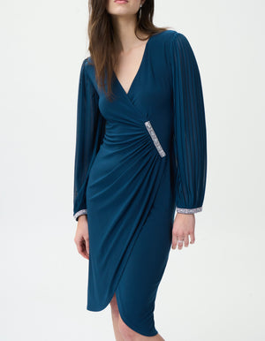 Sheer Sleeve Wrap Dress | Nightfall