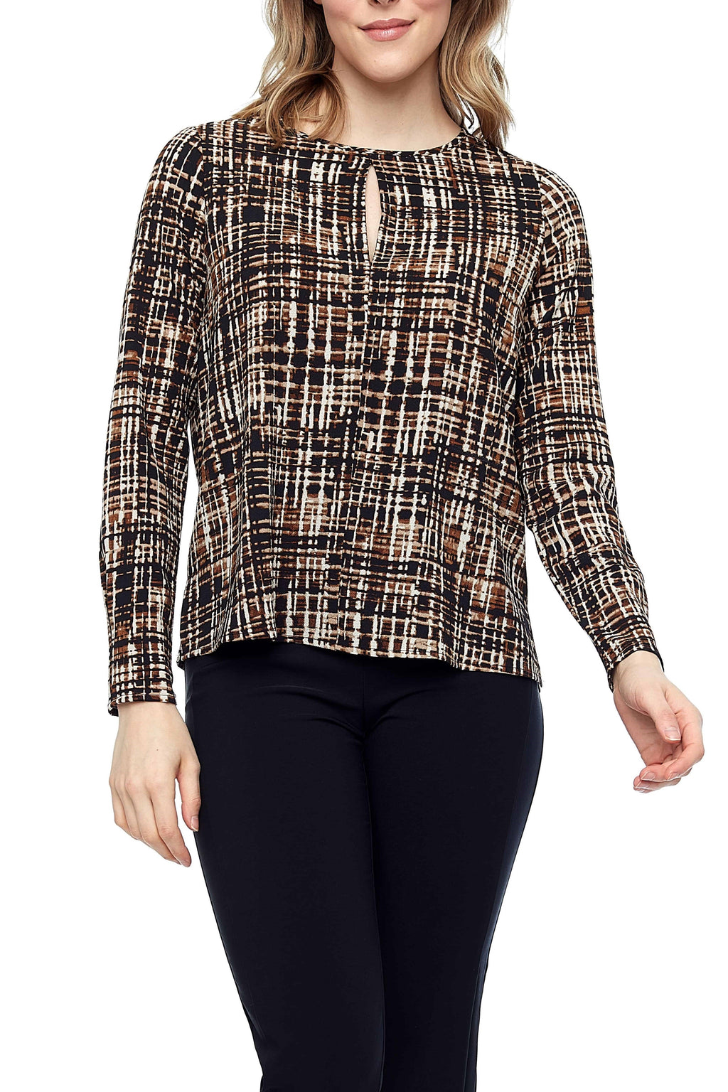 Wicker Crepe Long sleeve top |  Wicker Brown