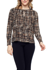 Wicker Crepe Long sleeve top |  Wicker Brown