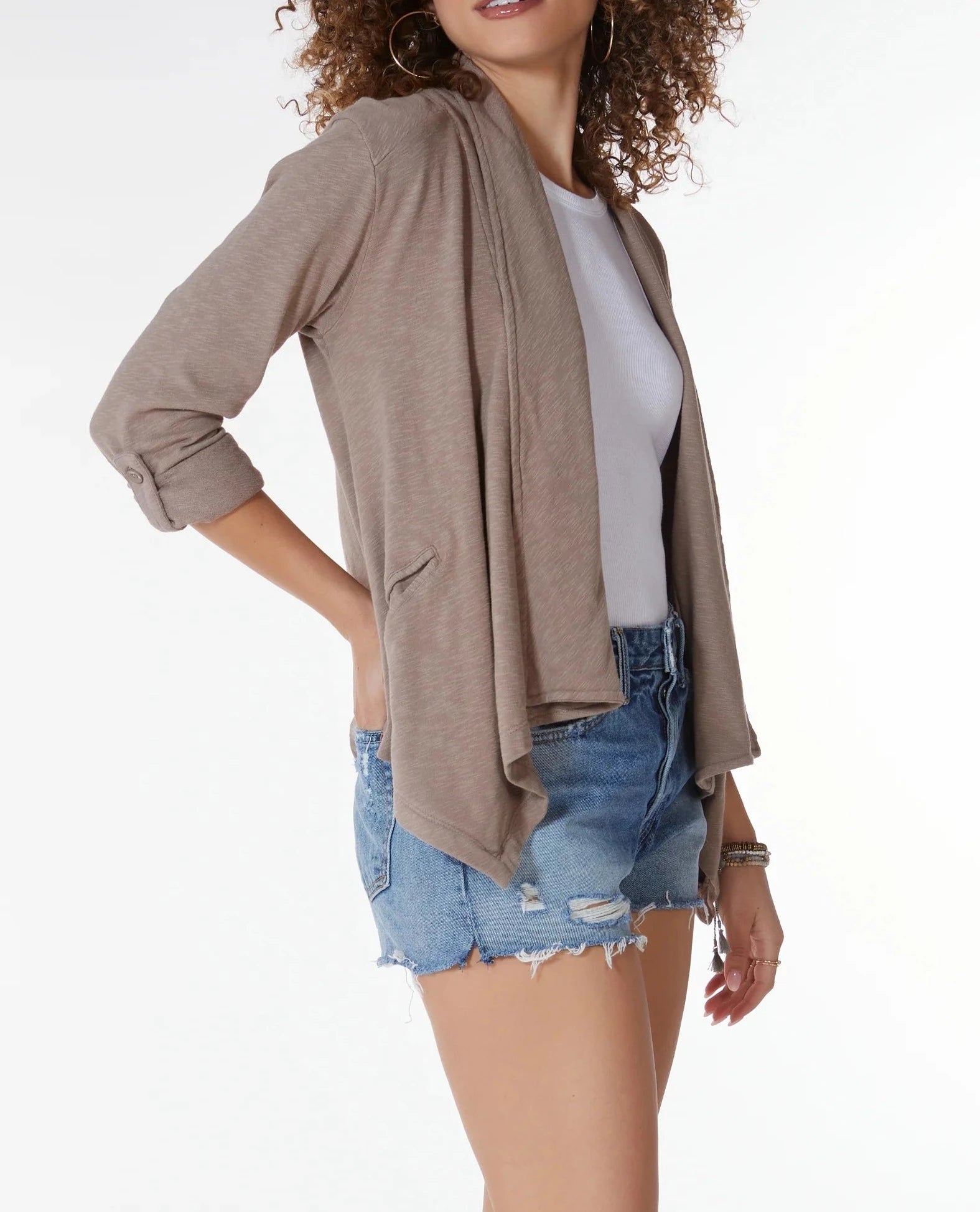 Drape Front Blazer | Hazelnut