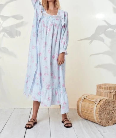 Summer Rose Cotton Button Front Robe