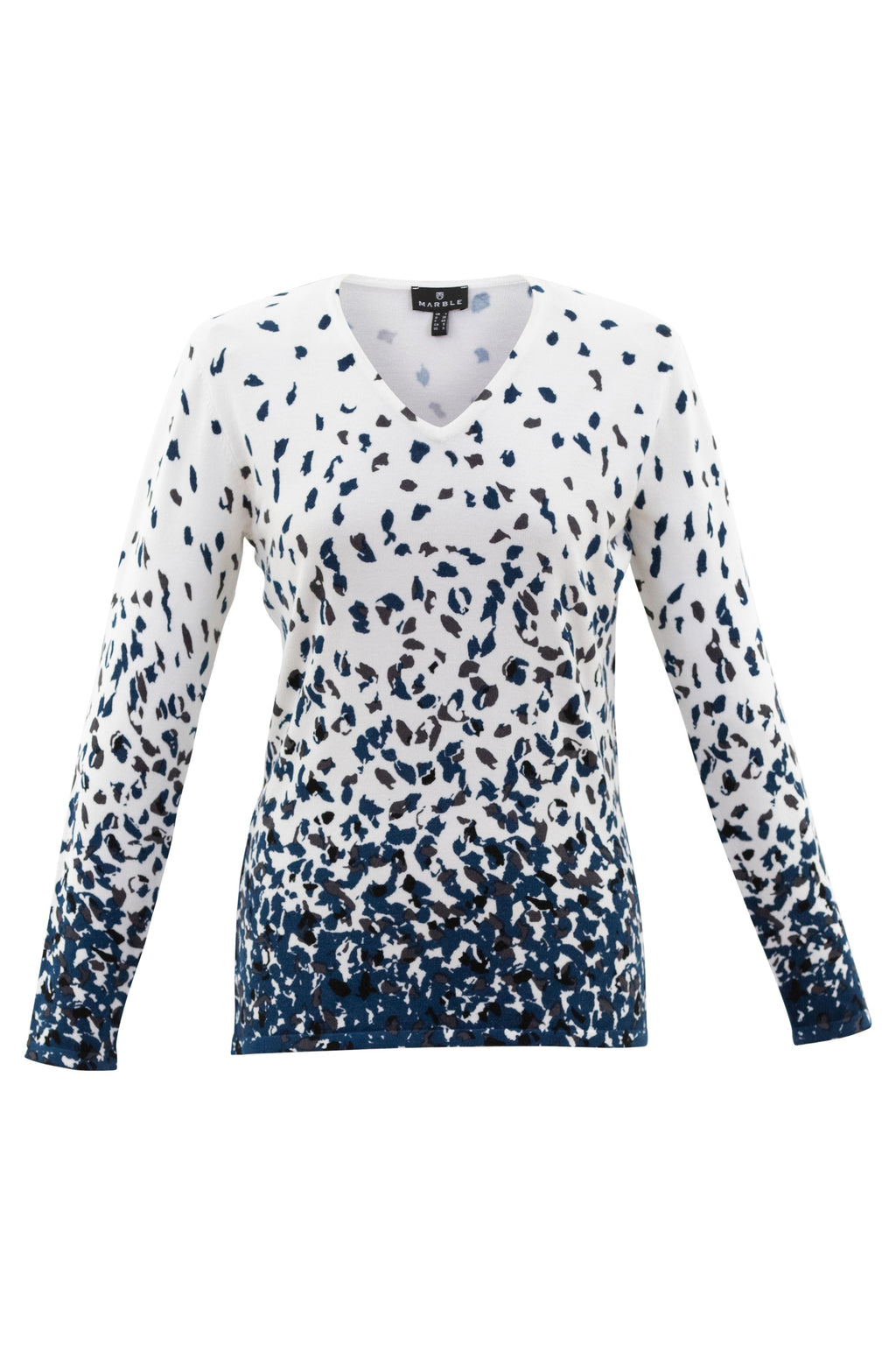 Long Sleeve V- Neck Petal Sweater | Dotted
