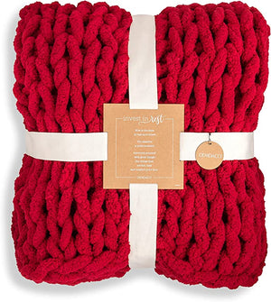 Chunky Throw on Blanket | Red