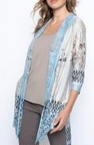 Open Front Jacket in Blue/Taupe