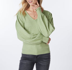 Puff Sleeve Sweater |  Light Green
