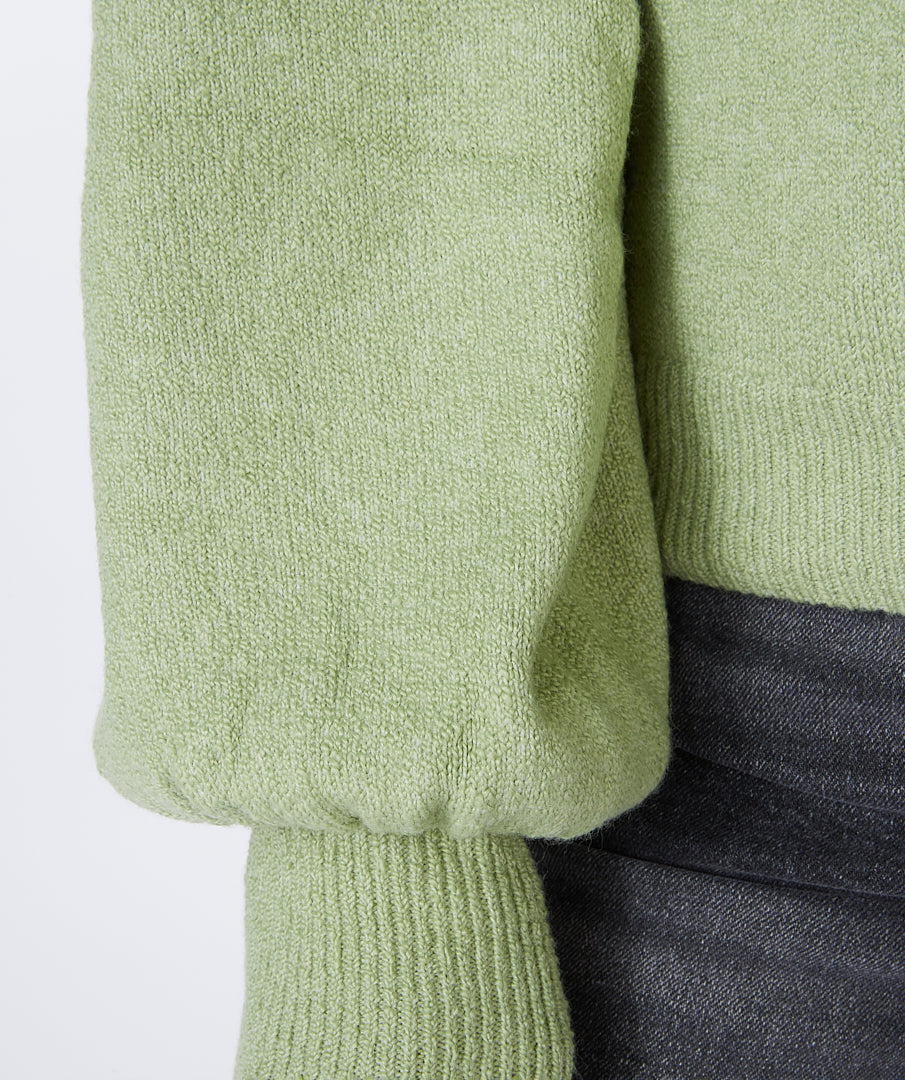 Puff Sleeve Sweater |  Light Green