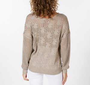 Open Knit Sweater With Lurex | Sand