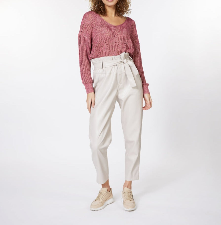 Open Knit Sweater With Lurex | Pink