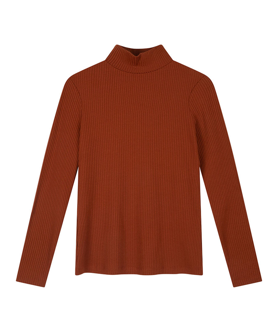 Ribbed Mock Neck Top |  Copper