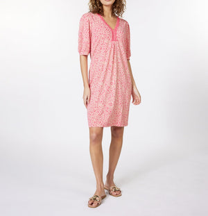 Puff Sleeve Knit Dress |  Pink Print 