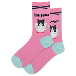 Women's Cat-Feline Crew Socks | Pink