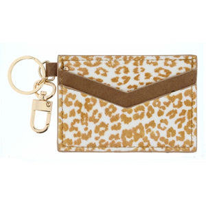 Cheetah Print Key Chain Wallet | Tan & White