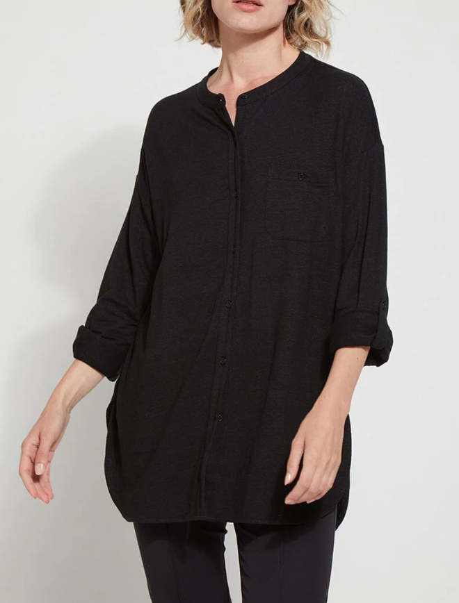 Lynwell Linen Jersey Shirt | Black