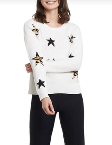 Long Sleeve Sweater with stars | White