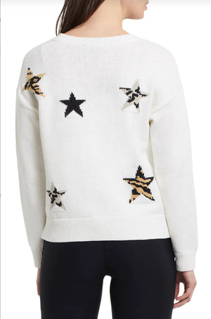 Long Sleeve Sweater with stars | White