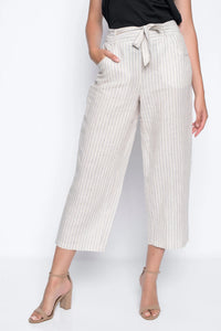 Wide-Leg Cropped Pants with Tie