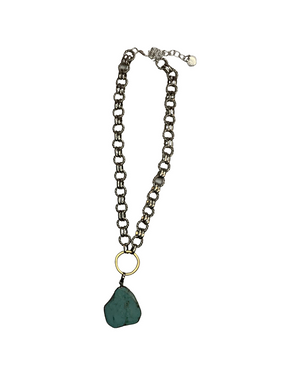 Silver Plated Chain necklace with Stone