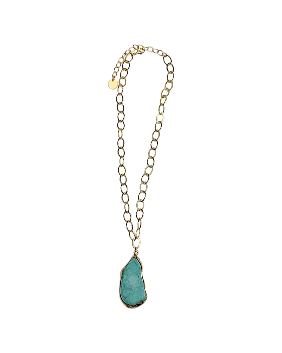 Gold plated chain with turquoise stone