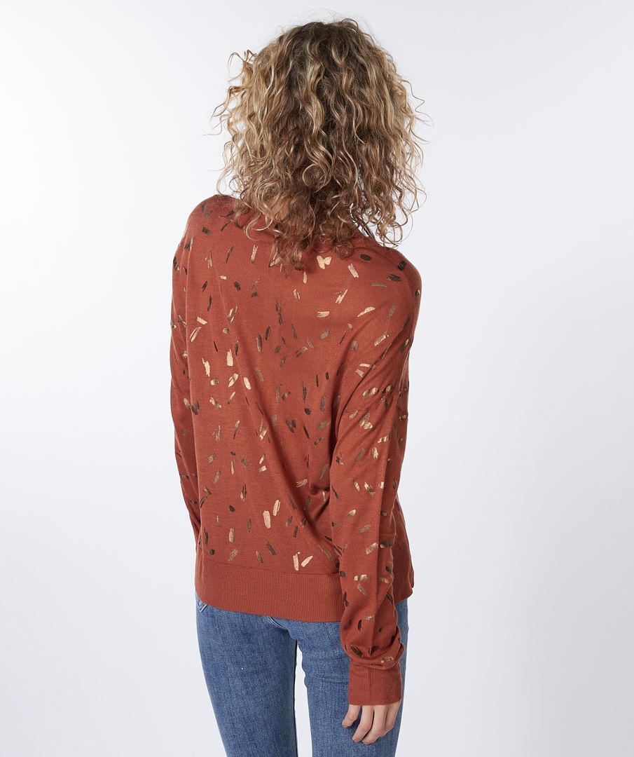 Foil Print Sweater |  Brown