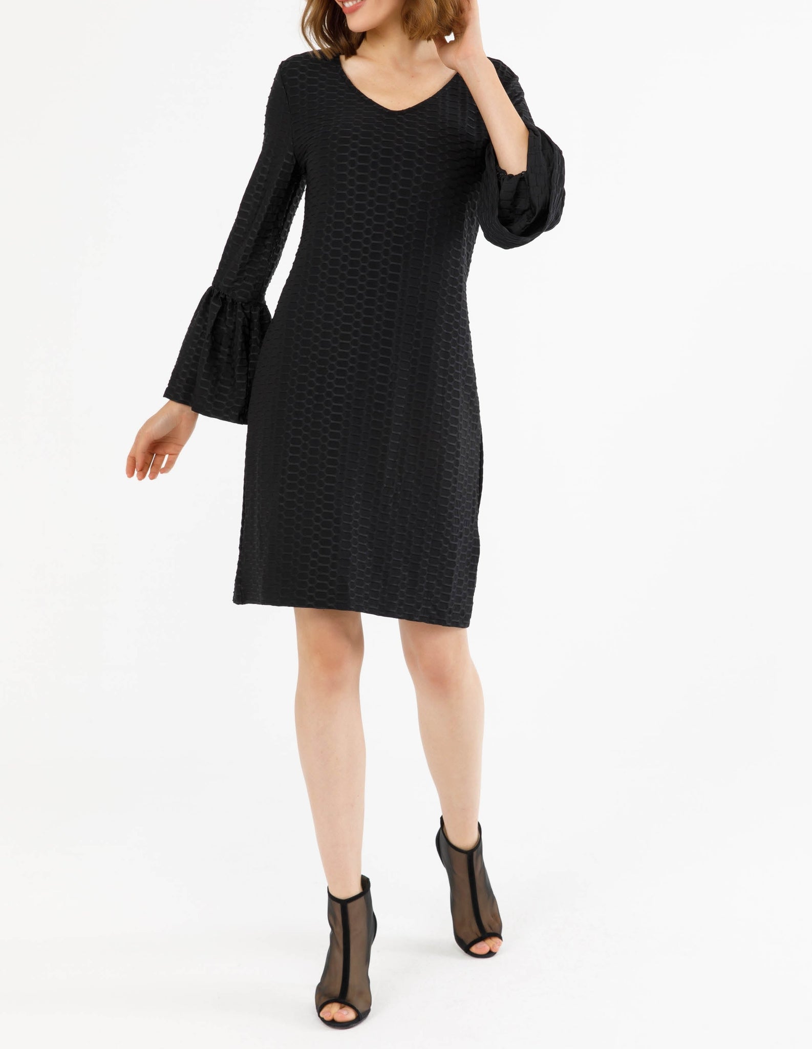Bell Sleeve Textured Dress | Isle