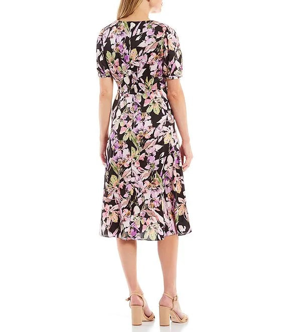 Cap Sleeve Midi Floral Dress | London Times