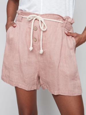 Linen Paperbag Shorts | Nougat