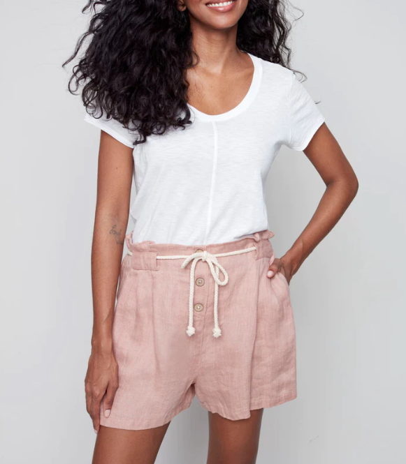 Linen Paperbag Shorts | Nougat