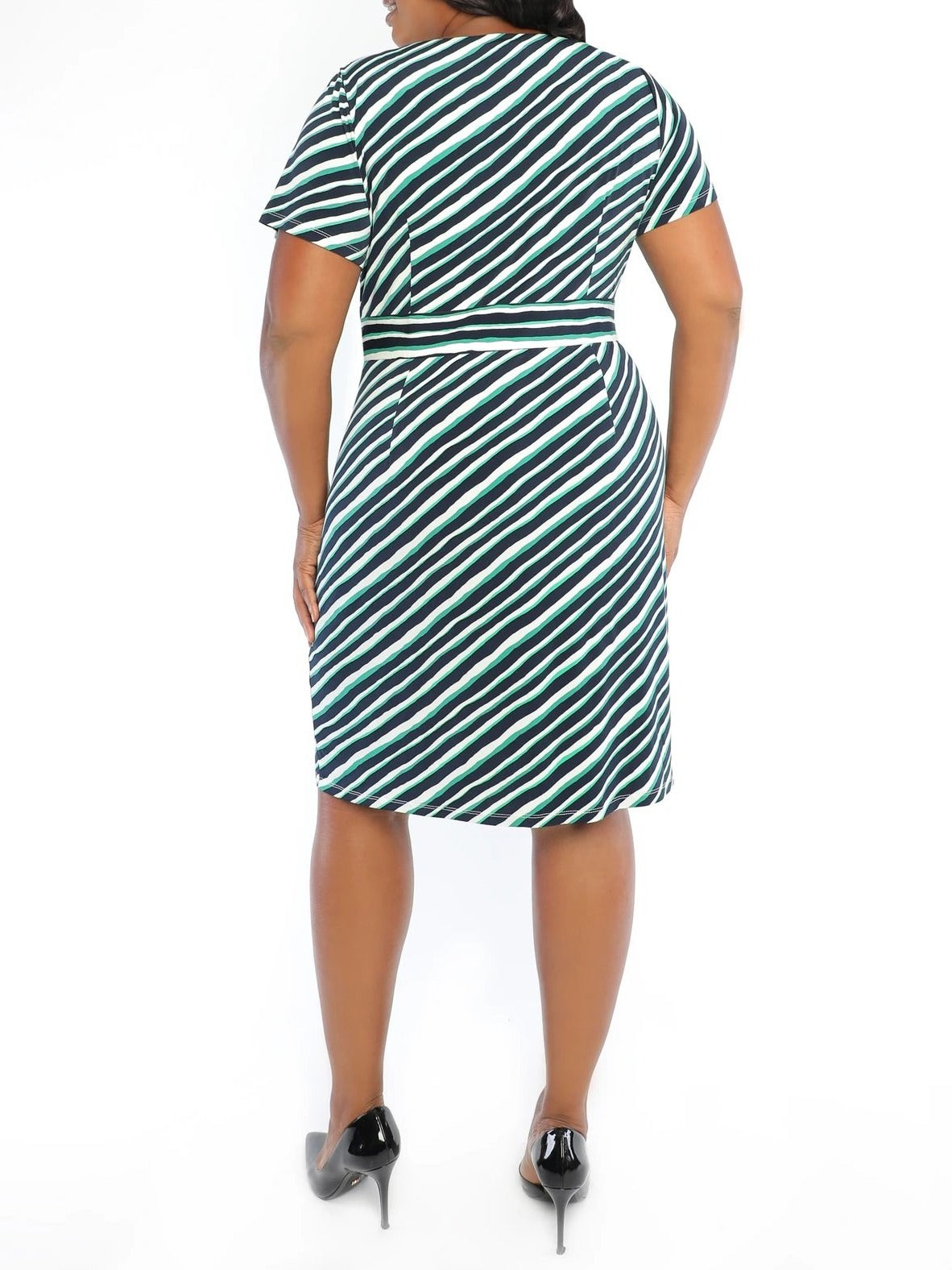 Stripe Plus Pleats Dress