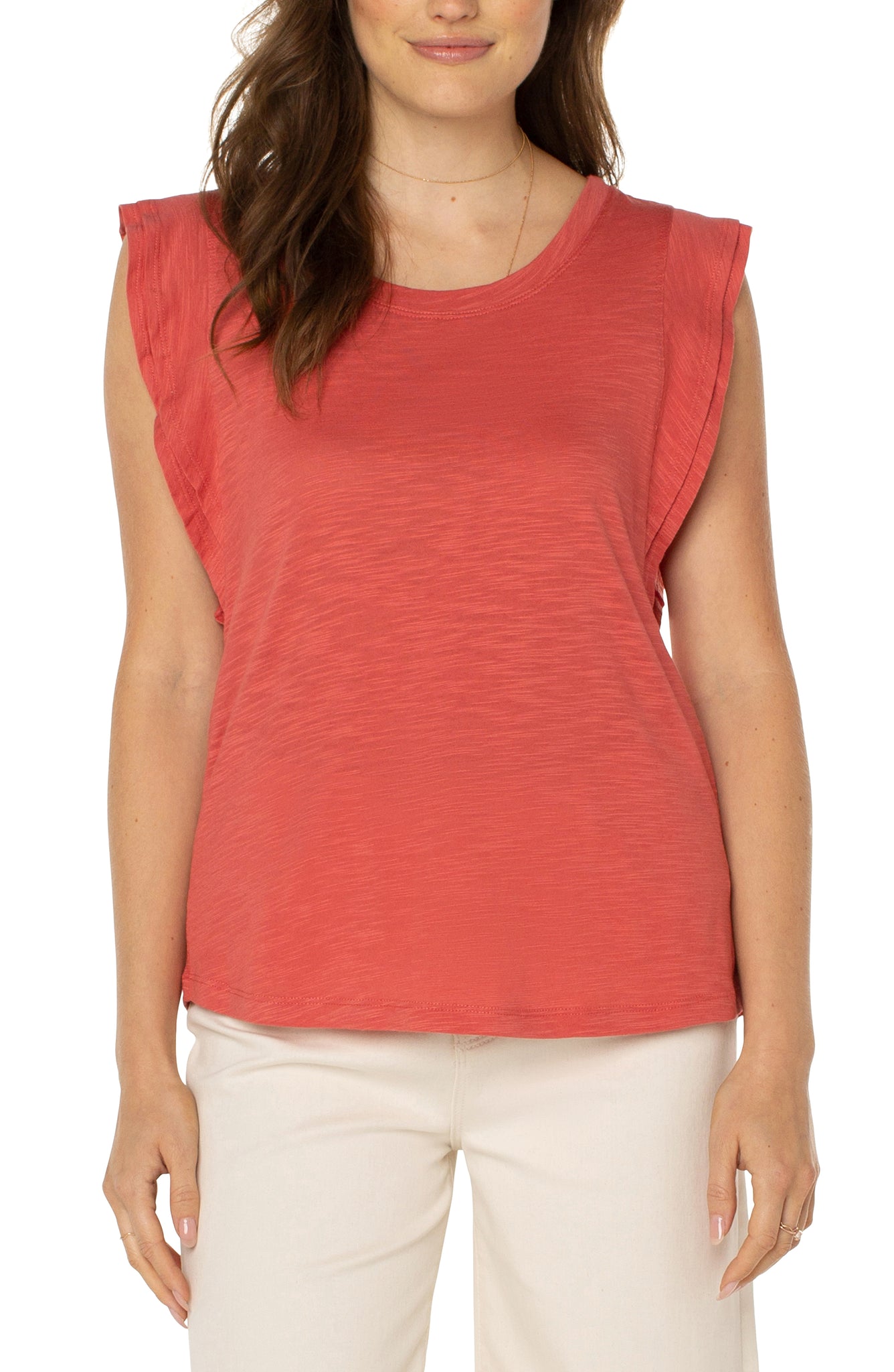 Double Layer Knit Top | Coral