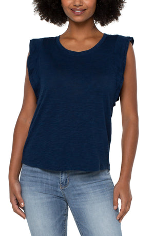 Double Layer Knit Top | Navy