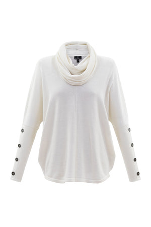 V-Neck Dolman Pullover Sweater W/ Infinity Scarf | Off White